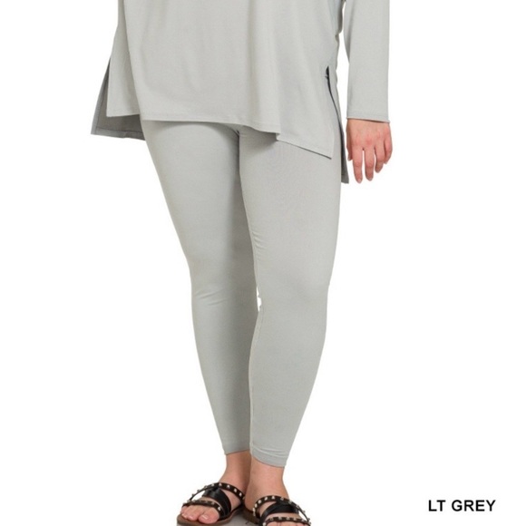 New! Plus Size LT Grey Long Sleeve Top and Leggings Set Size 1X 2X 3X - Picture 3 of 4